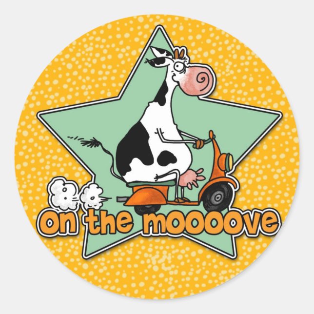 Redonda sobre el pegatina moooove (Anverso)