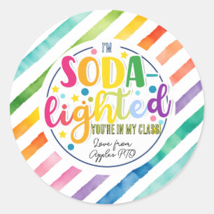 Redonda soda - pegatina cuadrado de apreciación liviana
