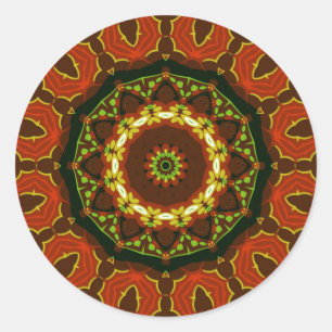 Redonda SolarFire: Floral Batik Geométrico Art Pegatina