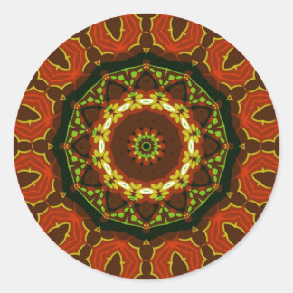 Redonda SolarFire: Floral Batik Geométrico Art Pegatina