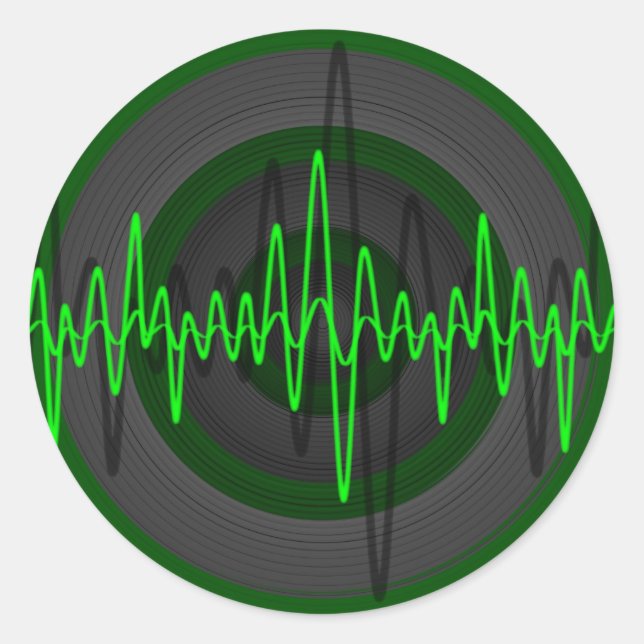 Redonda Sonido pegatina verde oscuro (Anverso)