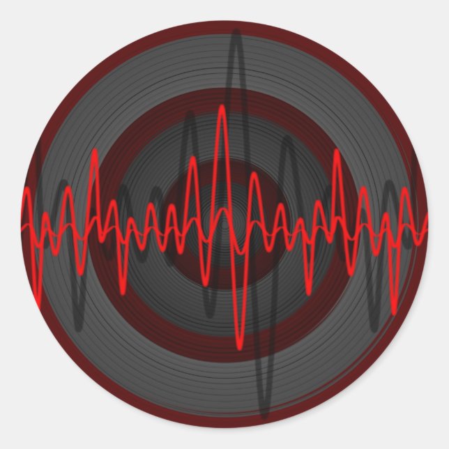 Redonda Sonido Rojo Dark pegatina (Anverso)