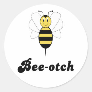 Redonda Sonriente Bumble Bee Bee-otch Pegatina