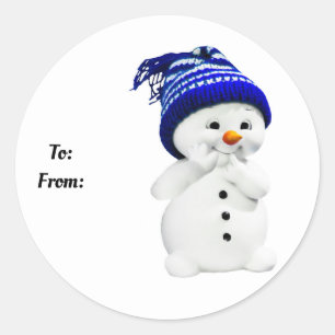 Redonda Sonriente Snowman Classic Round Pegatina