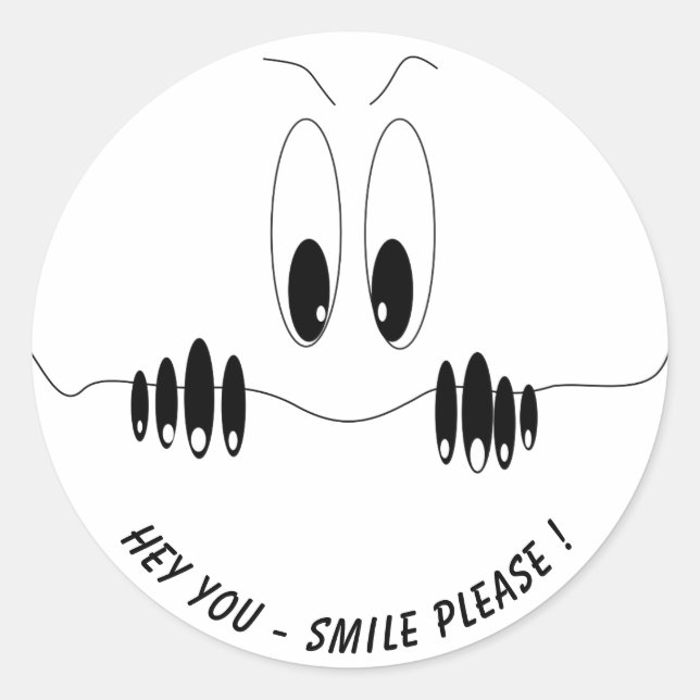 Redonda Sonrisa divertida Pegatina de ojos - Personalizado (Anverso)