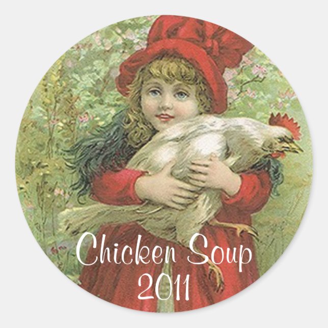Redonda Sopa de carne de pollo pegatina Hogar Círculos de  (Anverso)