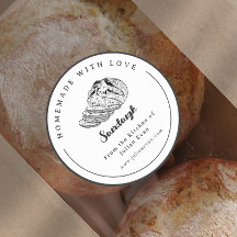 Sourdough Pegatina casero simple en blanco y negro