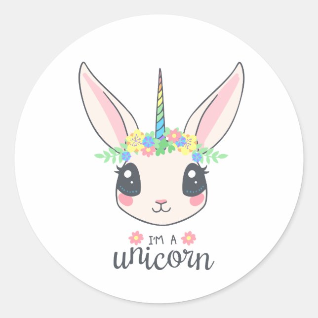 Redonda Soy un pegatina de unicornio (Anverso)