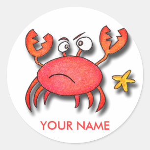 Redonda Soy un pequeño Pegatina de Crabby