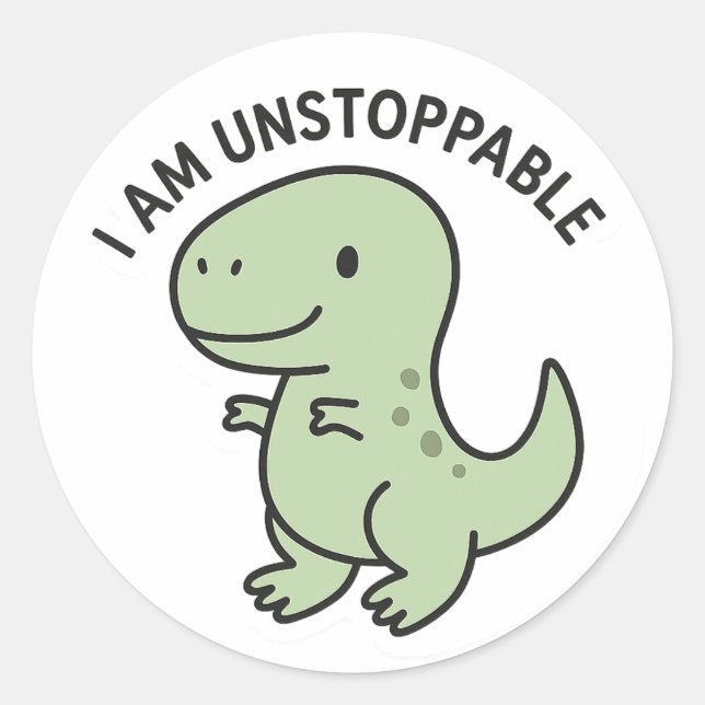 Redonda Soy un T‑Rex imparable – Pegatina de dinosaurio ad (Anverso)