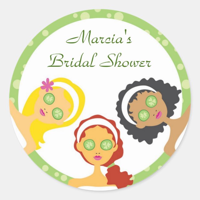 Redonda Spa Bridal Shower Favor Pegatina (Anverso)