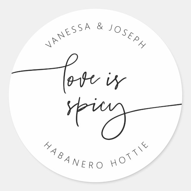 Redonda Spicy Jam Jar Label Wedding Pegatina Favor G400 (Anverso)