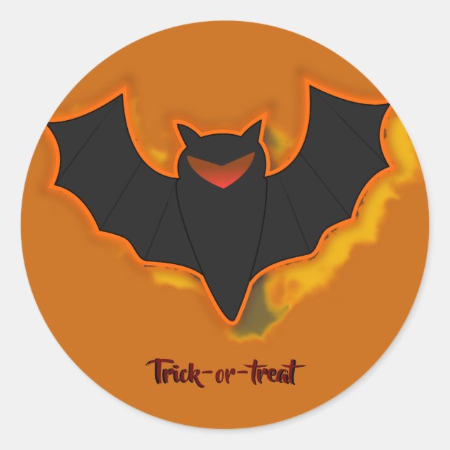 Redonda Spooky Bat Halloween Pegatina - Tema Naranja (Anverso)