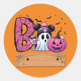 Redonda Spooky Cute Boo Ghost Pegatina