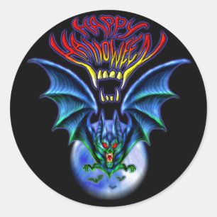 Redonda Spooky Happy Halloween Bat Pegatina