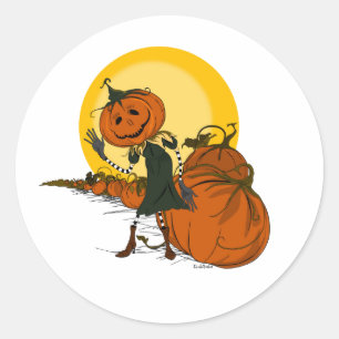 Redonda Spooky Jack o Lantern Vintage Halloween Pegatina