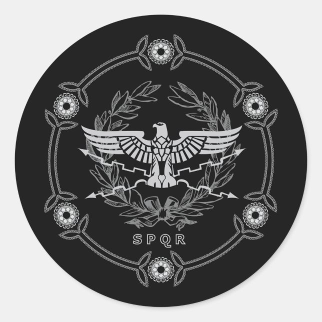Redonda SPQR Pegatina del Imperio Romano. (Anverso)