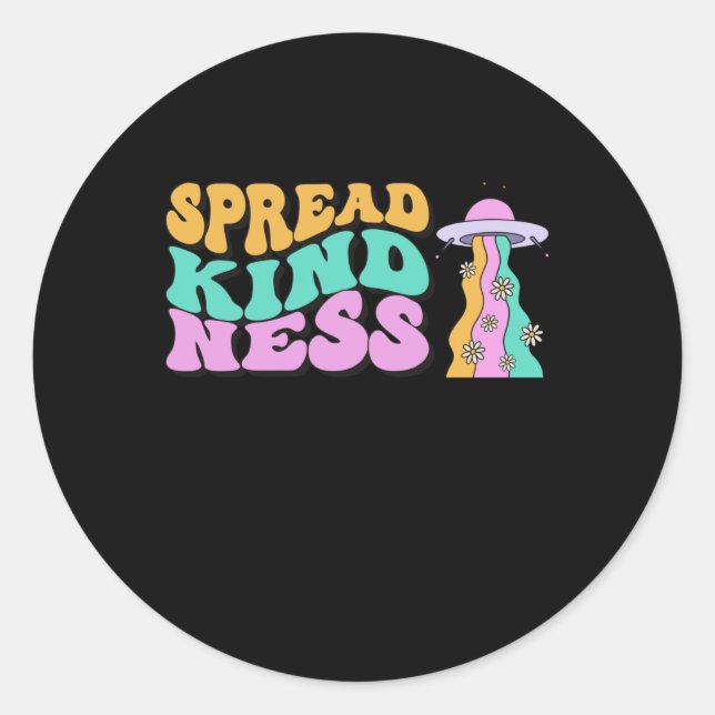 Redonda Spread Kindness Pastel Ufo Pegatina Arcoiris (Anverso)