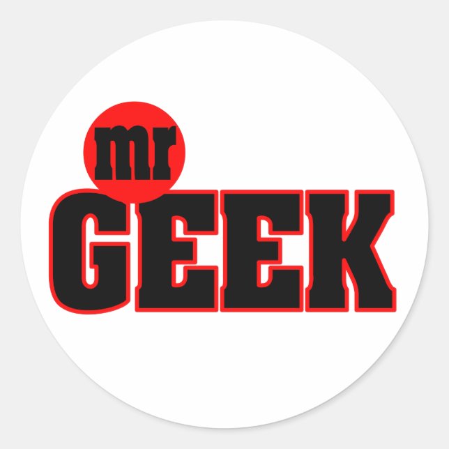 Redonda Sr. Geek Pegatina (Anverso)