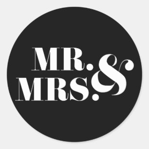 Redonda Sr. y Sra. Modern Bold Wedding Favor Pegatina