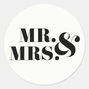 Redonda Sr. y Sra. Modern Bold Wedding Favor Pegatina