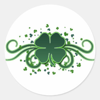 Redonda St. Patrick's Day Shamrock Swirls Pegatina
