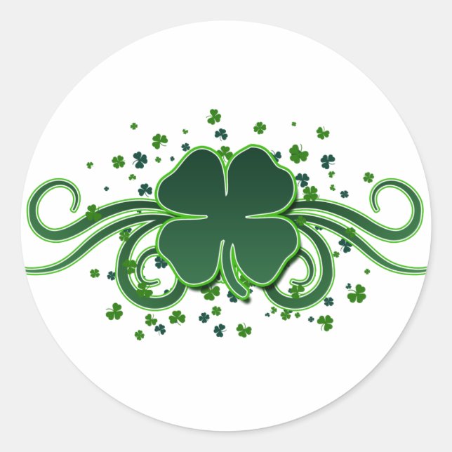 Redonda St. Patrick's Day Shamrock Swirls Pegatina (Anverso)