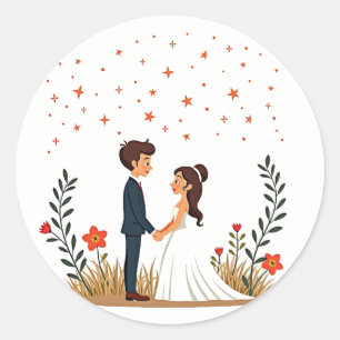 Redonda Starlit Romance Boda Pegatina