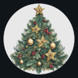 Redonda Stars Ornaments Christmas Tree Pegatina<br><div class="desc">Comparte la alegría de la temporada con nuestro pegatina que muestra un árbol de Navidad decorado con adornos. Puedes personalizarlo con tu texto favorito para expresar tus deseos. Haga clic en el botón "IT PERSONALIZAR" para agregar texto. Gracias por elegirnos. ¡Mira más artículos festivos en nuestra tienda!</div>