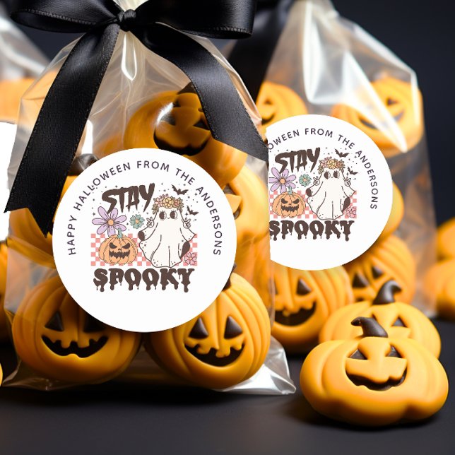 Redonda Stay Spooky Halloween Groovy Treat Bag Pegatina (Subido por el creador)