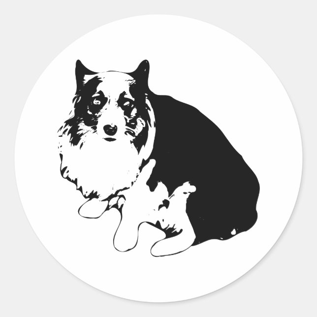 Redonda Steady Corgi Pegatina (Anverso)