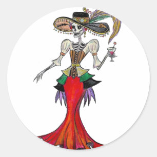 Redonda Steampunk Catrina, pegatina de Dia de los Muertos
