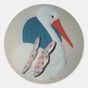 Redonda Stork Storks Baby Newborns Pegatina
