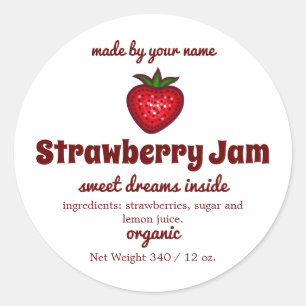 Redonda Strawberry Jam Jar Pegatina