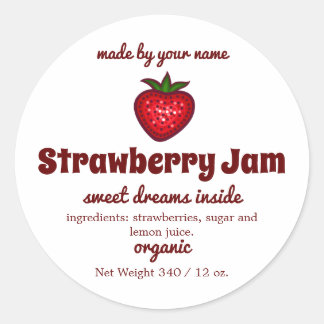 Redonda Strawberry Jam Jar Pegatina