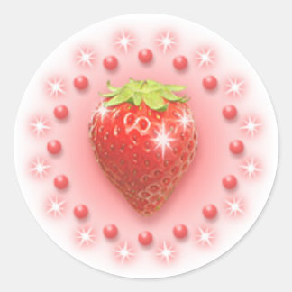 Redonda Strawberry Pearl Pegatina Rosa Rojo