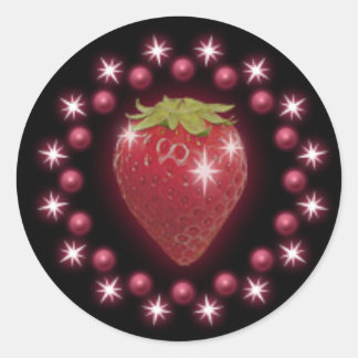 Redonda Strawberry Pearl Pegatina Wine Red Black