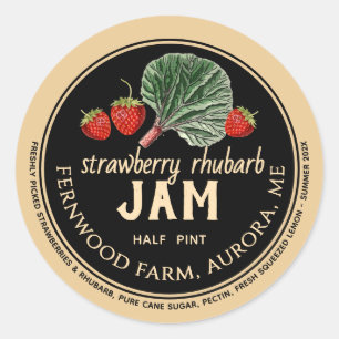 Redonda Strawberry Rhubarb Jam Classic Round Pegatina