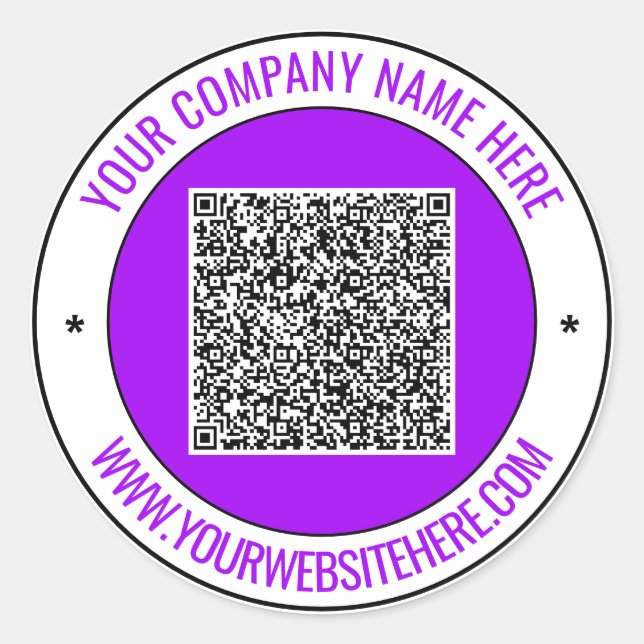 Redonda Su código QR y su Pegatina de texto Personalizado  (Anverso)