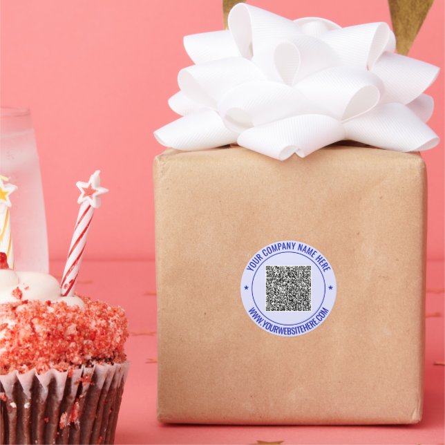 Redonda Su código QR y su Pegatina de texto Personalizado  (Fiesta)