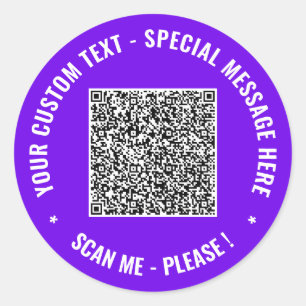 Redonda Su código QR y su Pegatina de texto Personalizado