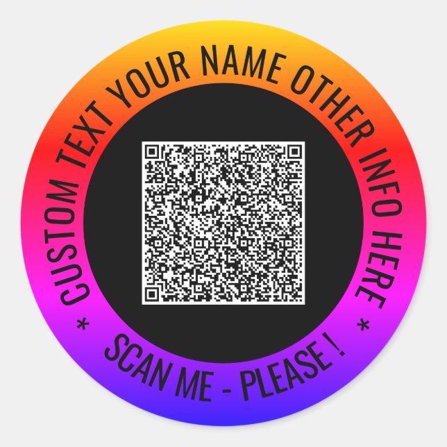 Redonda Su información de análisis de código QR y Pegatina (Anverso)