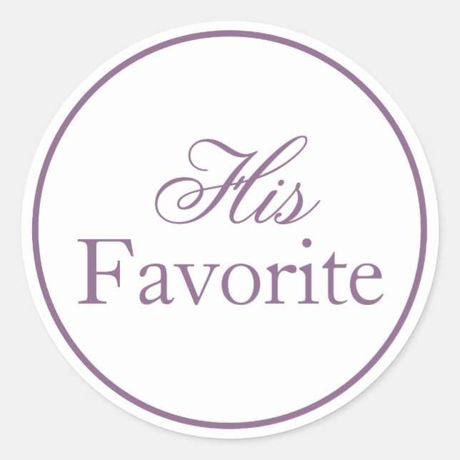 Redonda Su Pegatina Boda favorita Lilac Lavender Purple (Anverso)