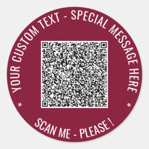 Redonda Su Pegatina de código QR con texto Personalizado E