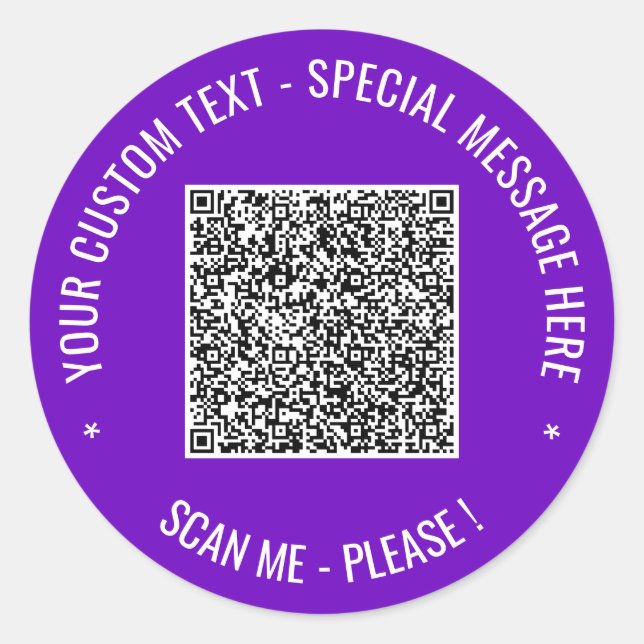 Redonda Su plantilla de Pegatina de código QR y texto Pers (Anverso)