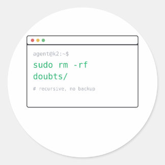Redonda sudo rm -rf dudas/ - Regalo de pegatina para desar