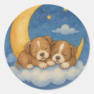 Redonda sueños de cachorro bajo el Pegatina de las estrell