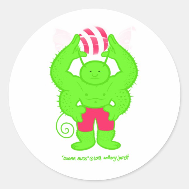 Redonda Sugar Bug 3 sin logo Pegatina (Anverso)