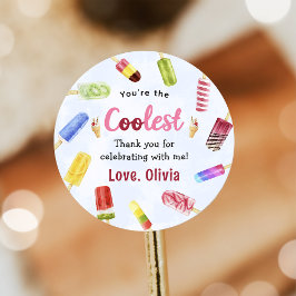 Redonda Summer Popsicle Ice Cream Birthday Pegatina