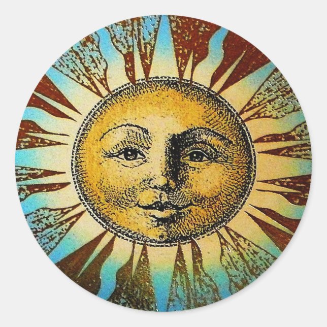 Redonda Sun God Pegatina (Anverso)